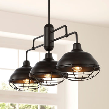 Levi Industrial Farmhouse Iron LED Pendant - JONATHAN Y